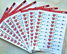 Load image into Gallery viewer, Postcrossing ID stickers with weather - au, ch, de,fi,gb, nl, ru, tw, us, jp, kr