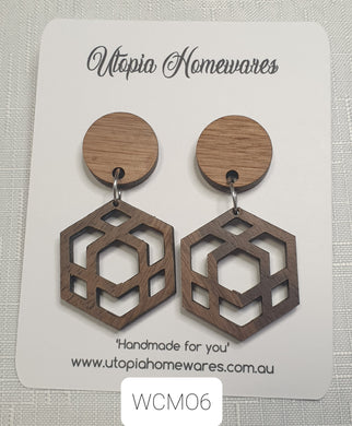Wooden Dangle Earrings Moroccan patterns