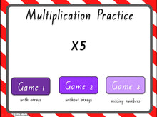 Load image into Gallery viewer, Multiplication X5 fact practice times tables slideshow quiz Queensland Print Font