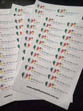Load image into Gallery viewer, Postcrossing ID stickers with weather - ir at cn pl ca fr